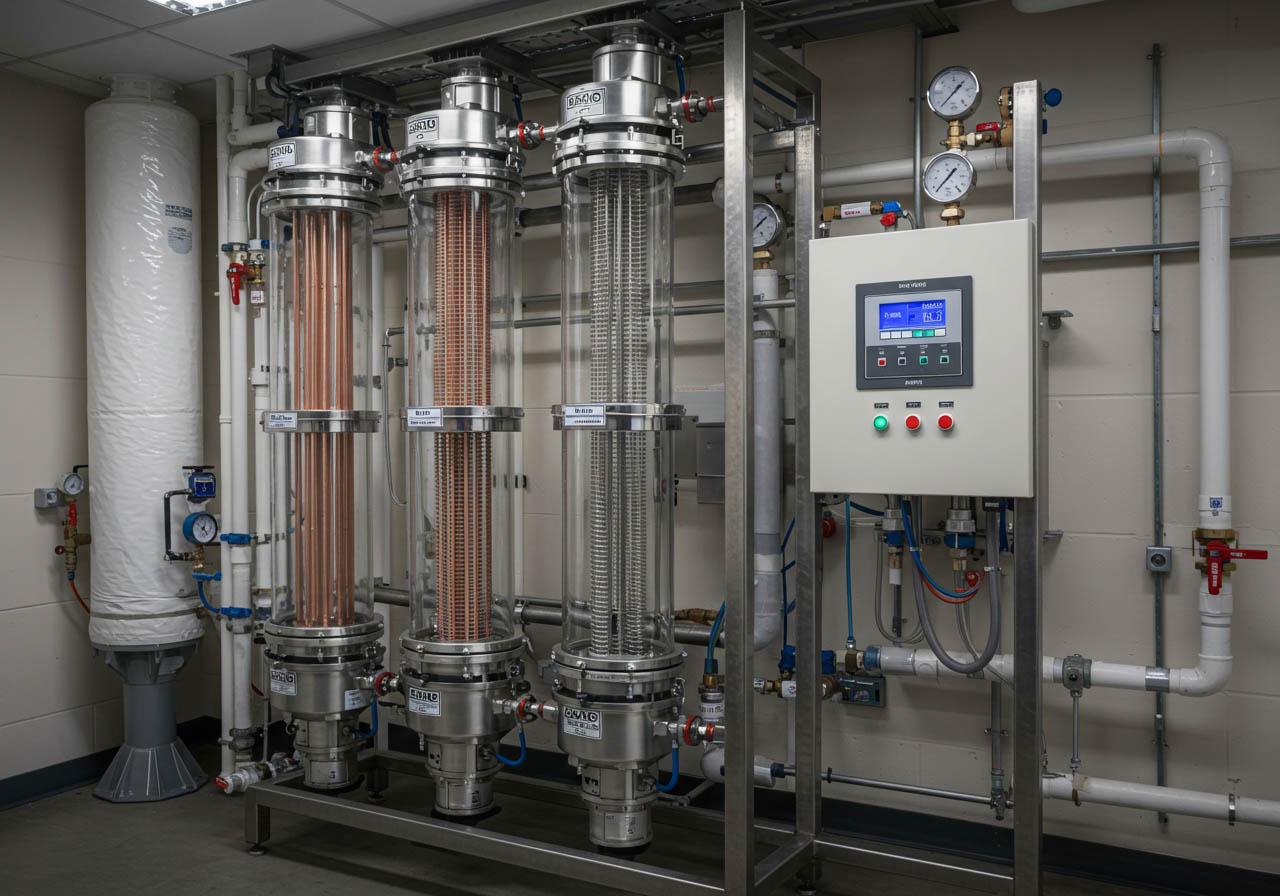 Copper–silver ionization system for water treatment